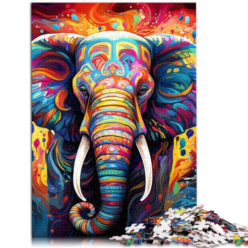 Puzzles für Erwachsene mit 1000 Teilen, bunter Elefant, Lernspiele, Holzpuzzle, einzigartige Geburtstags, 1000 Teile (50 x 75 cm)