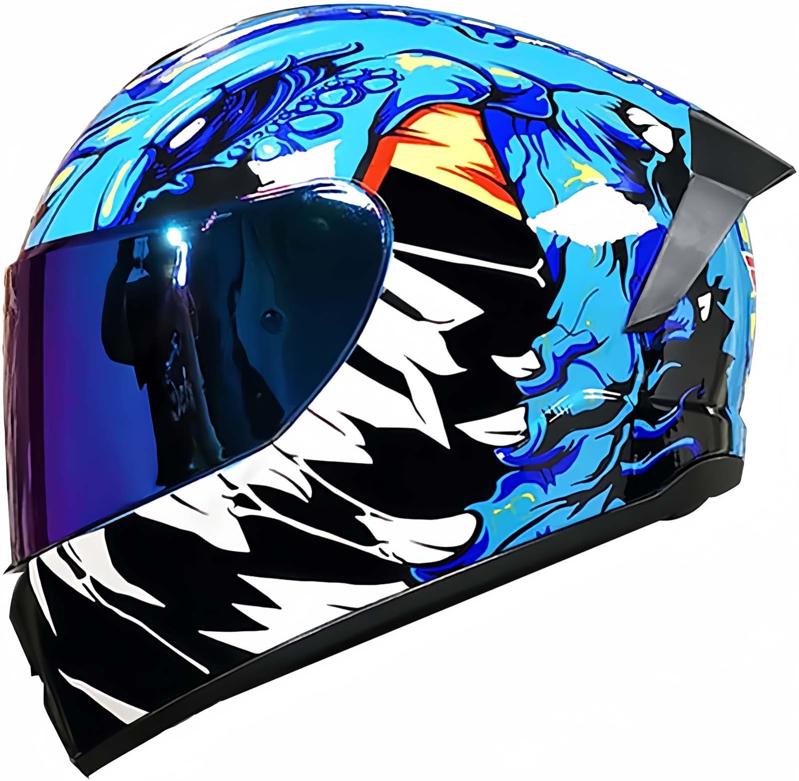 Integral-Motorradhelm Mit Doppeltem Antibeschlag-Visier, DOT/ECE-Zugelassener Integral-Motorradhelm Für Männer, Frauen, Erwachsene B,XL61~62CM