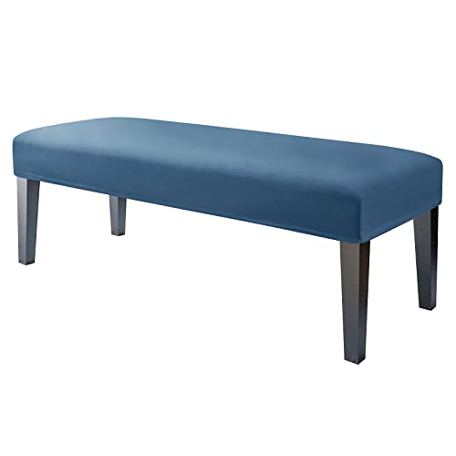 JHLD 1 Stück Universal-Bezug für Esszimmer-Bank, Samt Bezug für Esszimmerstuhl Stretch Dining Bench Cover für Esszimmer weiche Spandex Stuhlhussen Für Wohnzimmer Schlafzimmer -blau-1 Stück