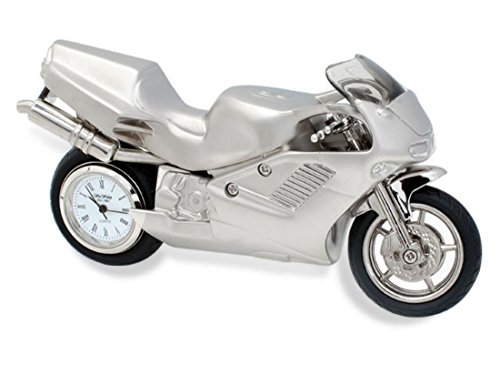 Miniaturuhr – Satin-Silber Sport Motorrad, Silber