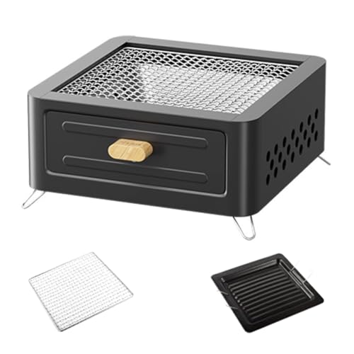 HVVENTY Holzkohlegrill, BBQ Grill Klappbarer tragbarer Smoker Grill, Barbecue Grill Schreibtisch Tischplatte Outdoor Grill für Camping Picknicks Einfach zu bedienen