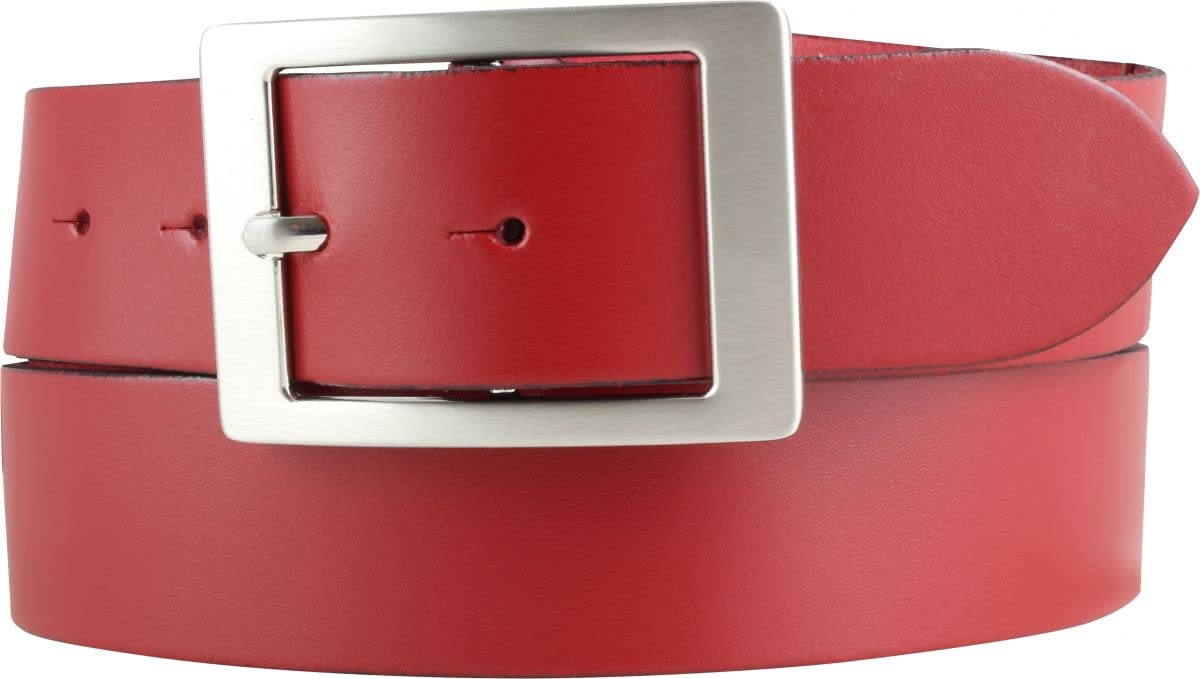 BELTINGER Herren-Gürtel aus 100% echtem Leder mit Doppel-Schnalle 4 cm | Jeans-Gürtel für Herren 40mm | Spaltleder-Gürtel in 4cm | Rot 95cm