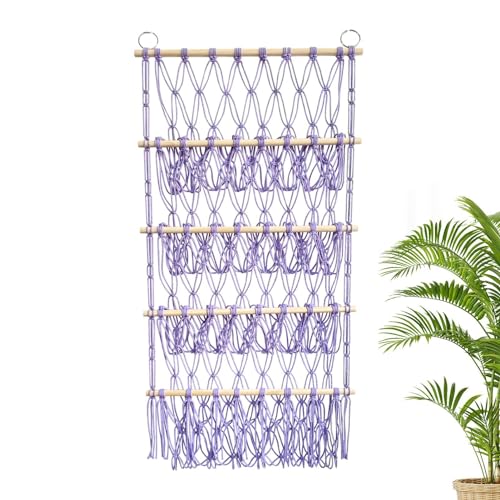 Plüschtiernetz - Aufbewahrungsregal für Plüschtiere | 4-lagiger Boho Organizer | Makramee Aufbewahrungsnetz | Boho Aufbewahrungslösung | Ideal zur Aufbewahrung von Spielzeug