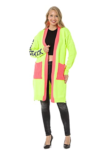 Cipo & Baxx Damen Strickjacke Cardigan mit Neon-Design Jacke WP242 Neongrün S