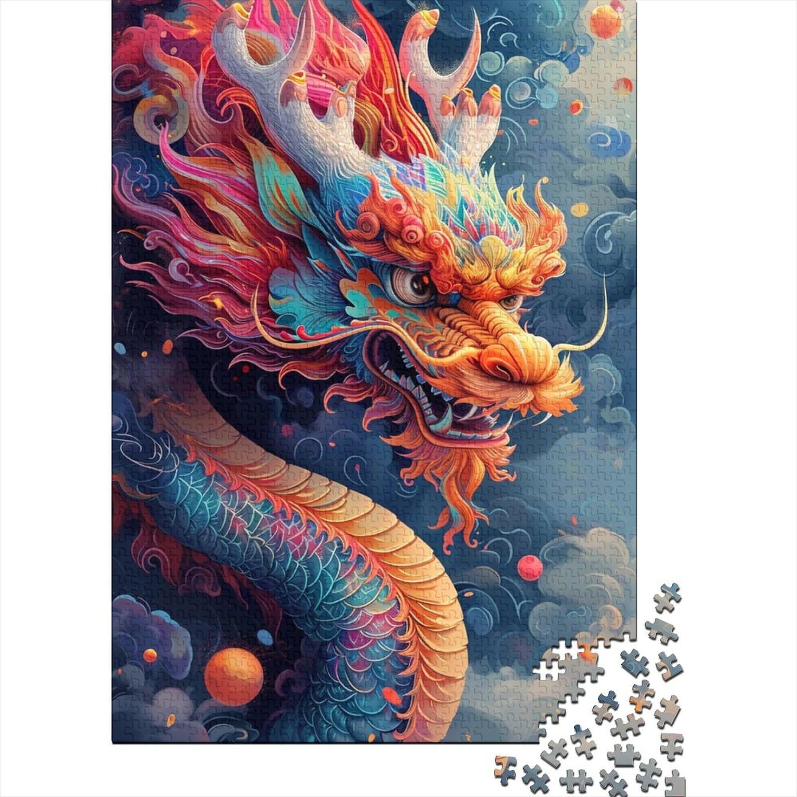 Asiatischer chinesischer Drache, Holzpuzzle für Erwachsene und Teenager, 500 Teile, für Erwachsene, anspruchsvolles Puzzlespiel und Familienspiel 20,47x14,96 Zoll