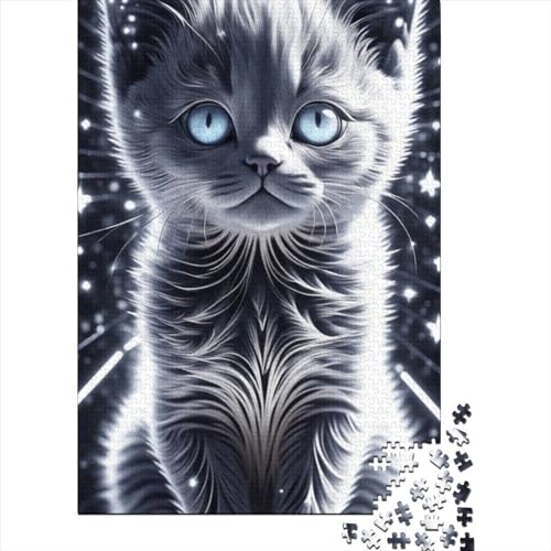 Fantasie-Katze-Puzzle aus Holz, Puzzle für Erwachsene und Teenager, 1000 Teile, Puzzle-Geschenke, Holzpuzzle für Erwachsene und Teenager (Größe 29,53 x 19,69 Zoll)