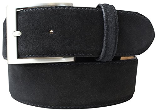 BELTINGER Hochwertiger Gürtel mit Edelstahl-Gürtelschnalle aus Veloursleder 4 cm | Velour-Ledergürtel für Damen Herren 40mm | Wildleder-Gürtel 4cm | Schwarz 90cm