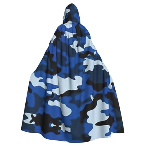 YQxwJL Blauer Camouflage-Umhang mit Kapuze, lang, Unisex, mit Kapuze, Halloween, Weihnachten, Kostüme, Party-Umhang