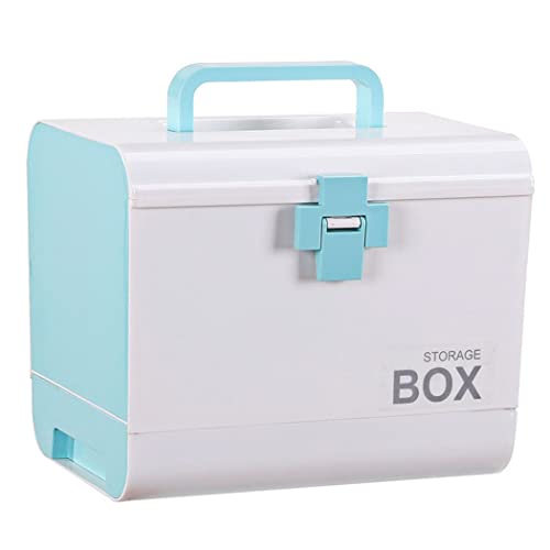 ZESLIV Medizinbox mit Tragegriff Erste Hilfe Koffer Medikamentenbox Medizinkasten aus ABS Hausapotheke Box Medizinkoffer Aufbewahrungsbox Blau 26,5x18,5x22cm