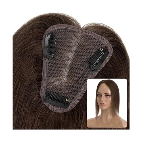 Haartopper für Frauen Haar-Topper, 8 x 10 cm, handgefertigt, feine Mono-Basis, Damen-Topper, Clip-in-Echthaarverlängerungen, 6–14 Zoll, glattes Haar, Einzelknoten, Mono-Haarteil Haarteil Topper Toupet