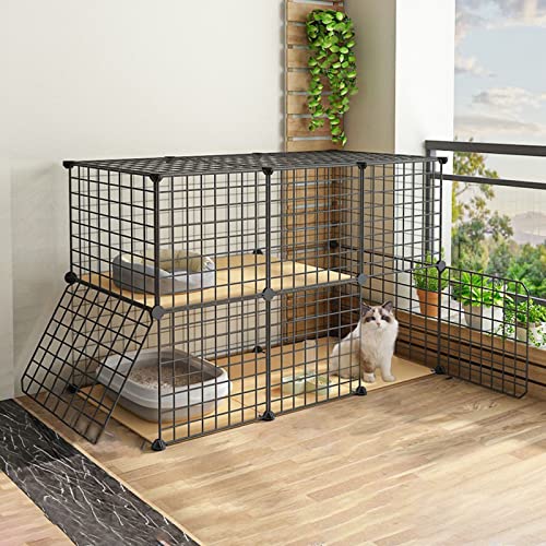 Katzenkäfig, Katzenkisten für Hauskatzen, Katzenlaufstall, Katzenaußengehege, DIY-Katzenlaufstall, Metallzwinger mit Plattformmatte für 1–2 Katzen, Frettchen, Chinchillas, Kaninche