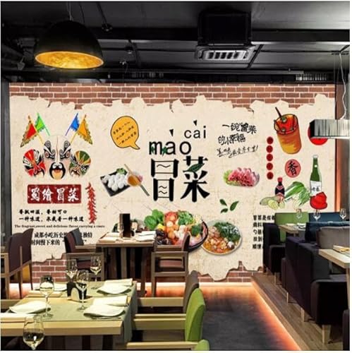 tyujlkjddlf Tapete Wandbild 3D Benutzerdefinierte Maocai Sichuan Küche Dekoration Store Dekoration Wandbild Chengdu Snack Restaurant Spieße Würziger Hotpot Hintergrund Tapete Tapete-350Cmx245Cm