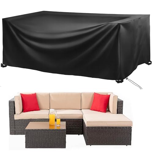 Abdeckung Für Gartenmöbel Wasserdicht 230x145x70cm Schwarz Abdeckplane Für Gartenmöbel-Gartentischabdeckplane-Wasserdicht Winterfest -Winddicht Uv Beständiges Schutzhülle Für Loungemöbel Sitzgruppe