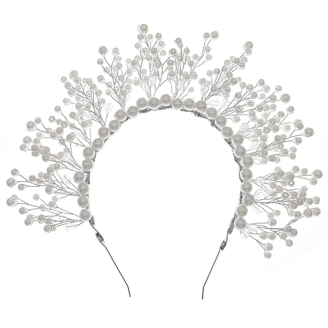 Handgefertigtes Braut-Tiara, Kunstperlen, Haarreif, Hochzeits-Stirnband, Party-Kopfschmuck