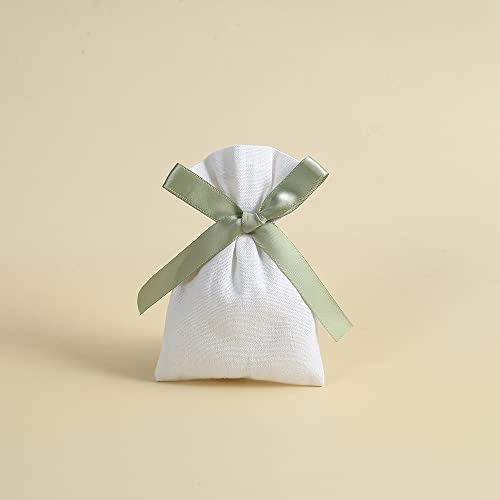 Stoffbeutel mit Kordelzug 50 stücke Weiße Baumwoll-Sackleinen-Schmucksack mit Ribbon benutzerdefiniertes Logo kann Ribbon-Farbbeutel für Hochzeits-Süßigkeiten-Geschenk-Tasche wählen Jutebeutel Geschen