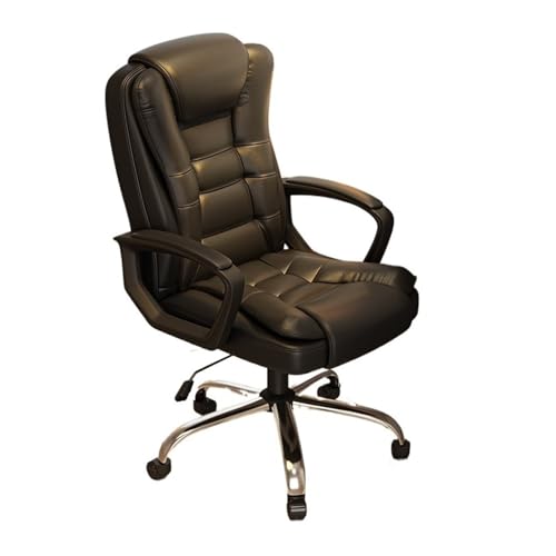 Zhaoj24-05 Bürostuhl Ergonomischer Home PU Leder Bürostuhl Bequemer weicher Drehstuhl Gaming Stuhl Verstellbarer Bürostuhl Schreibtischstuhl(Schwarz)