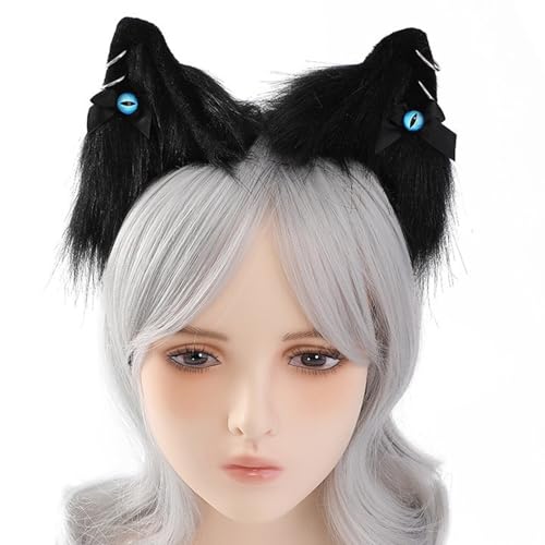 Oxxggkao Plüsch Katzenohren Stirnbänder Auge Schleife. Plüsch Stirnbänder Anime Versammlungen Halloween Geschenk Mädchen