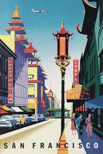 HfmQuisutron Holzpuzzles 1000 Stück San Francisco Vintage Travel Poster für Erwachsene Kinder Spiele Lernspielzeug Geschenk Fy135Kq