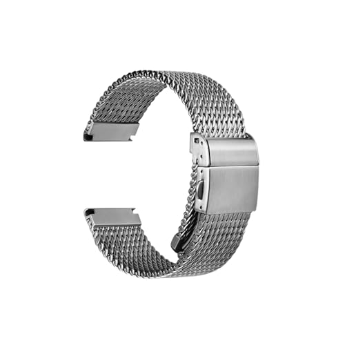 THBGTCNQ Uhrenarmband aus Edelstahlgewebe, 20 mm, 22 mm, 24 mm, universelles geflochtenes Metallarmband, geeignet for Quarzuhren, Uhrenzubehör(Silver,24mm)