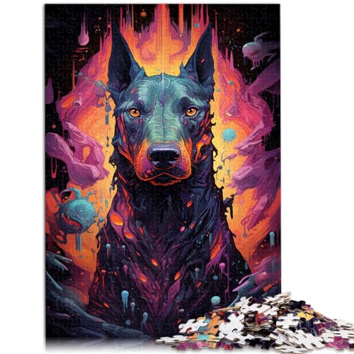 Spielzeug-Puzzle Future Bunte psychedelische Dobermann-Illustrationen Puzzles für Erwachsene 1000 Puzzle-Spielzeug Holzpuzzle Gutes Geschenk für 1000 Teile (50 x 75 cm)