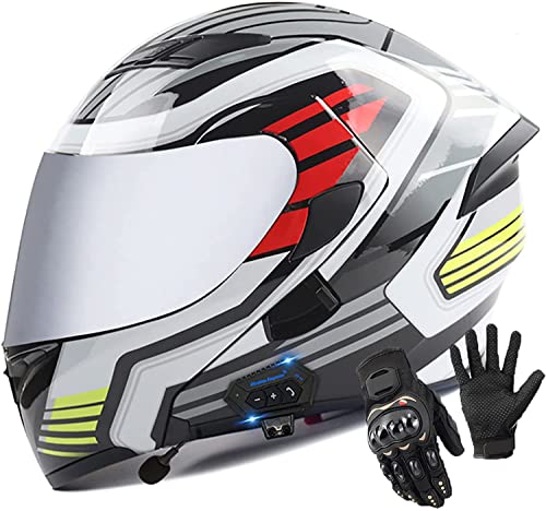 Klapphelme Modularer Helm Mit Bluetooth-Headset Und Dual Visier Motorradhelm,DOT ECE Genehmigt Integralhelm Helm Motorradhelm Atmungsaktiv Und Warm Für Erwachsene Männer Women