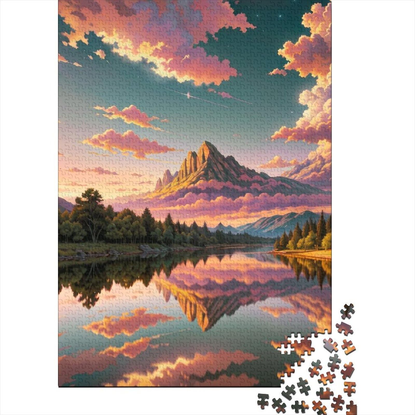 Traumlandschaft-Holzpuzzle für Erwachsene, Puzzles mit 1000 Teilen, Puzzles für Erwachsene und Teenager, Lernspiele, Heimdekorationspuzzle, 75x50cm