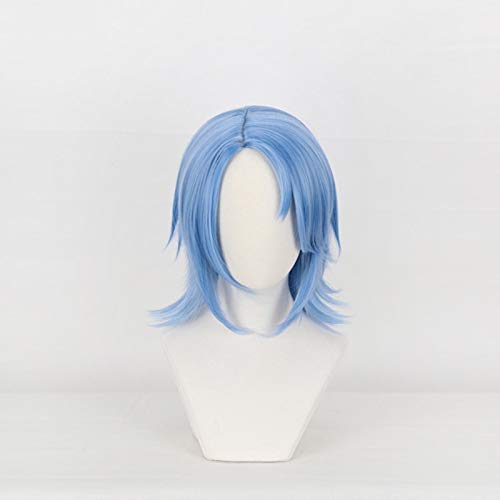 LINLINCD Cosplay wig Anime Kingdom Hearts Iii Aqua Cosplay Perücke Kurz Blau Hitzebeständige Faser Haare Halloween Karneval Kostüm Rollenspiel Perücken KUMZ3629