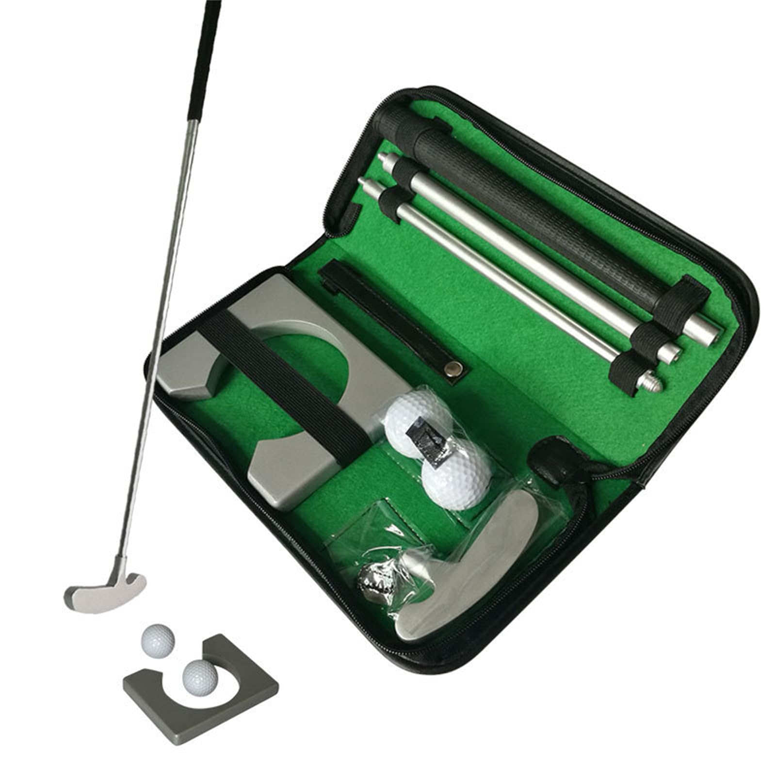 Golf Trainingsausrüstung Golf Putting Cup Putter Golf Indoor Practice Training Club Kit Putter Set mit Bällen und Tasche für Golffans