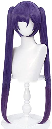 LINLINCD-Anime Coser Wig Genshin Impact Cosplay Perücken gestreift grün 85 cm lang rechts langlebig SYNTHETIC HEILS HAPS HALLOWERN Karneval Party+Perücke (Motiv: Mona)