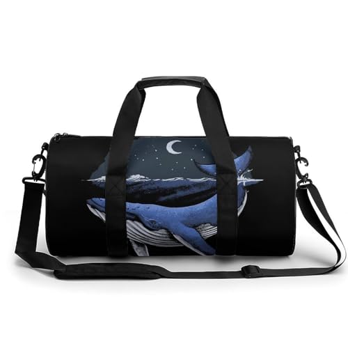 Walfisch Bei Nacht Sport Duffel Bag Sporttasche Reisetasche Handgepäck Tasche Schwimmtasche Weekender Bag 45x23x23cm