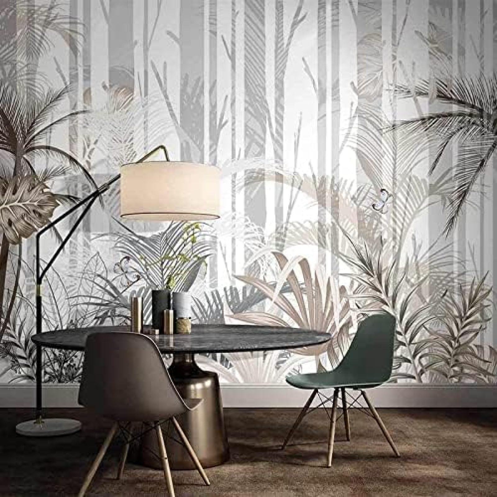 XLMING Hand Gezeichnet Wald Bäume Pflanzen Palmenblätter 3D Tapete Wohnzimmer Sofa Schlafzimmer Esszimmer Home Dekoration Wand-300cm×210cm