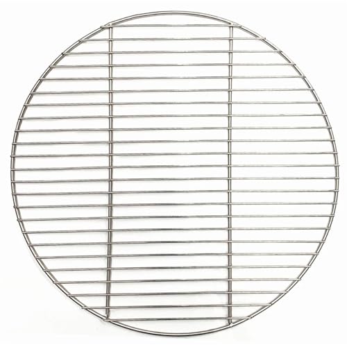 FFENFRYOU Rostfreies Grillnetz,Runder BBQ-Grill, Grillroste 304 Edelstahl rund BBQ Grill Mesh Home Bratennetze Speck Grill Werkzeug Eisennetze Grillzubehör Antihaft-BBQ-Mattengitter(49cm Diameter)