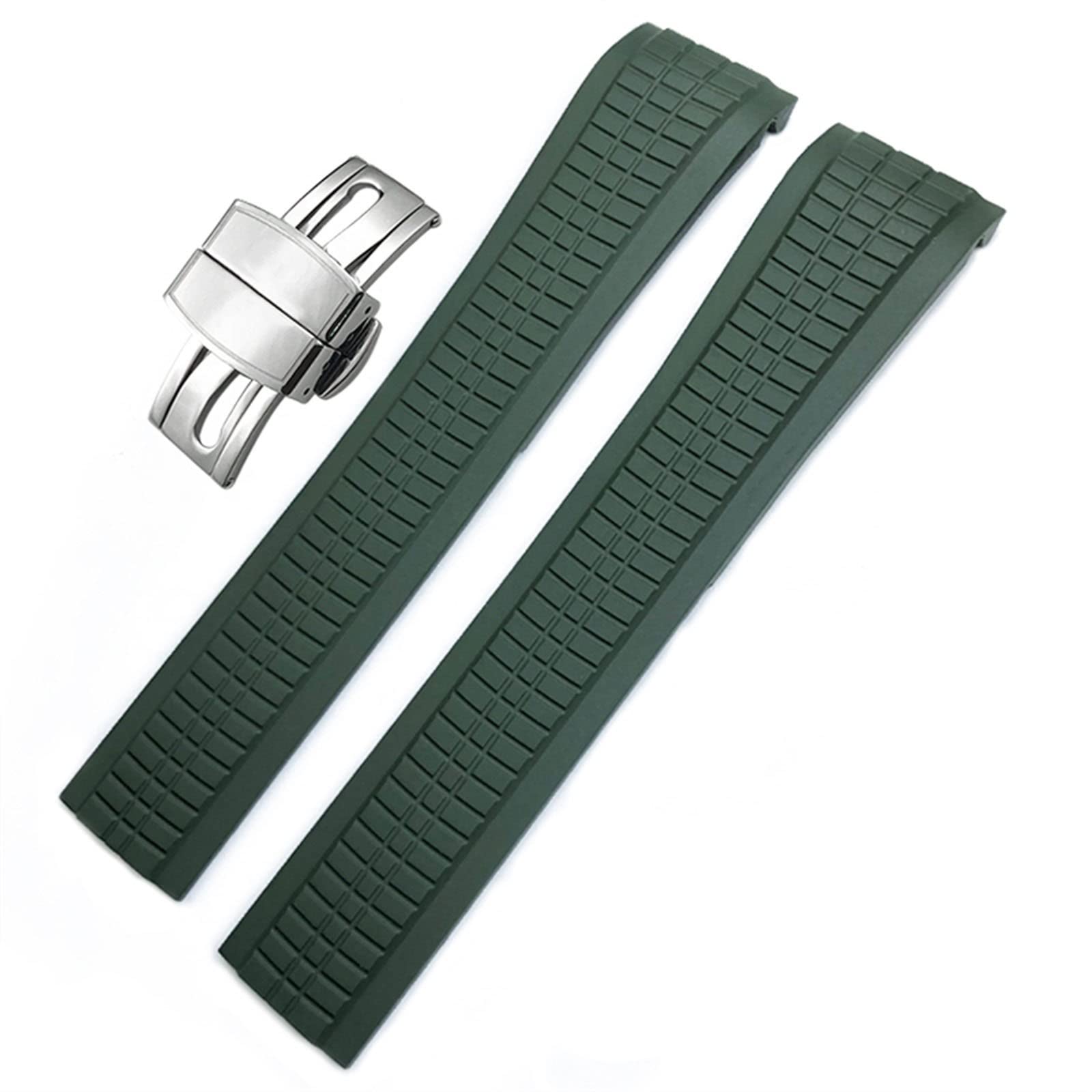 OPKDE Farbenfrohe Gummi-Uhrenarmbänder für Patek Philippe 5164A 5167A Aquanaut-Serie, Schmetterlingsschnalle, 21 mm Silikon-Uhrenarmband, NO Buckle, Achat