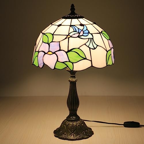 Uziqueif Tiffany Lampe, 12 Zoll tischlampe Vintage, Handcraft Stained Glass lamp, Tischlampen für Schlafzimmer Nachttischlampe Arbeitszimmer Office, Mit Birne,F