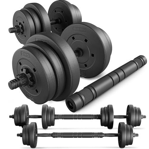 TREX SPORT Hanteln Set | 2er Set Kurzhanteln & Langhantel | 20kg 40kg Hantelset Dumbbell Set mit Verbindungsrohr (20.00, Kilogramm)