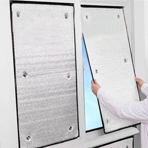 Rückstandslose Sonnenschutz Folie,Silber Fensterfolie Blickdicht Reflektierende Fensterfolie,8 Mm Dicke 99% Uv-Schutz Dämmfolie für Schlafzimmer,Badezimmer,Büro,Dachfenster (80x80cm/32 x32)