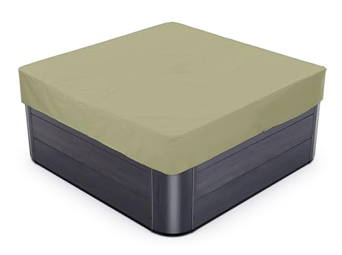 BaCover Outdoor Quadrat Whirlpool-Abdeckung, 210D Oxford Garten Spa Abdeckung Wasserdicht Staubdicht UV-geschützt Poolabdeckung,Beige,210x210x30cm