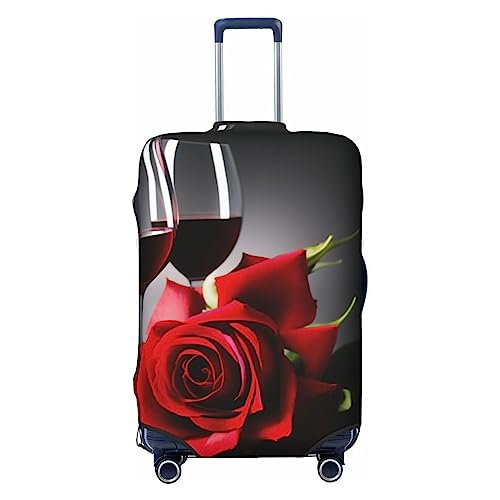 Reisegepäckhülle, strapazierfähig, passend für 45,7 - 81,3 cm große Gepäckstücke, Wein und Rose, Schwarz, Large