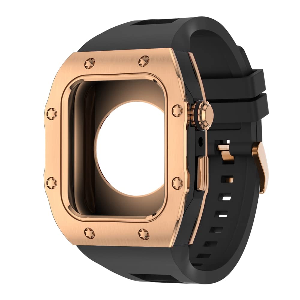 KANUZ Modifikations-Mod-Kit für Apple Watch, Armband 8, 7, 44 mm, 45 mm, Silikonband, Metallrahmen, Zubehör für iWatch Serie 6, 5, 4 SE (Farbe: D, Größe: 45 mm für 8/7)