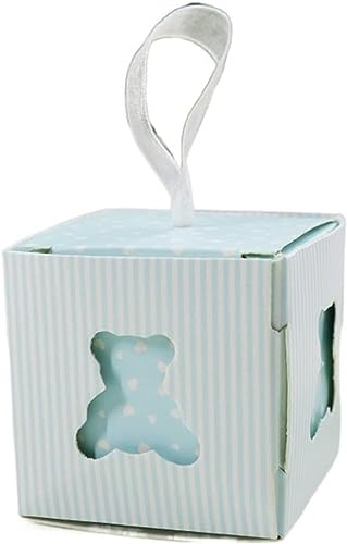 Box für Geschenke, Süßigkeiten-Box, 10 teile/los Rosa/Blau Hohl Bär Papier Boxen Pralinenschachtel Hochzeit Gefälligkeiten Geschenk Süße Gastgeschenk Halter Party Geburtstag Versorgung (Farbe: Blau) (