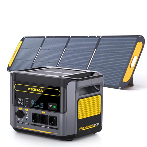 VTOMAN FlashSpeed 1000 Tragbare Powerstation 828Wh mit 220W Solarpanel, LiFePO4 Batterie Powerstation Solar Generator, 1000W AC Ausgang/Eingang, Erweiterbare Kapazität 2376Wh für Camping, Notstrom