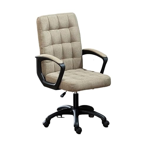 Zhaoj24-05 Bürostuhl Ergonomischer Komfortstuhl Home-Office-Stuhl mit Armlehnen und Rollen Hohe Rückenlehne Stoffkissen Arbeitszimmerstuhl Büro-Chefsessel Schreibtischstuhl(Khaki)