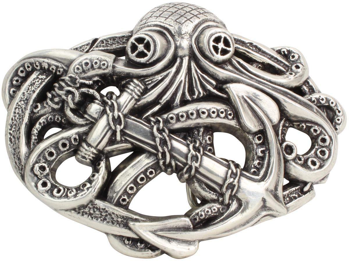 BELTINGER Gürtelschnalle Kraken?s Anchor 4,0 cm | Buckle Wechselschließe Gürtelschließe 40mm Massiv | Wechselgürtel bis 4cm | Silber