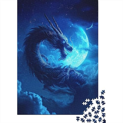 Midnight Dream Dragon Holzpuzzle für Erwachsene Puzzlespielzeug für Erwachsene und Jugendliche Puzzle als Geschenk für die ganze Familie und die 75x50cm