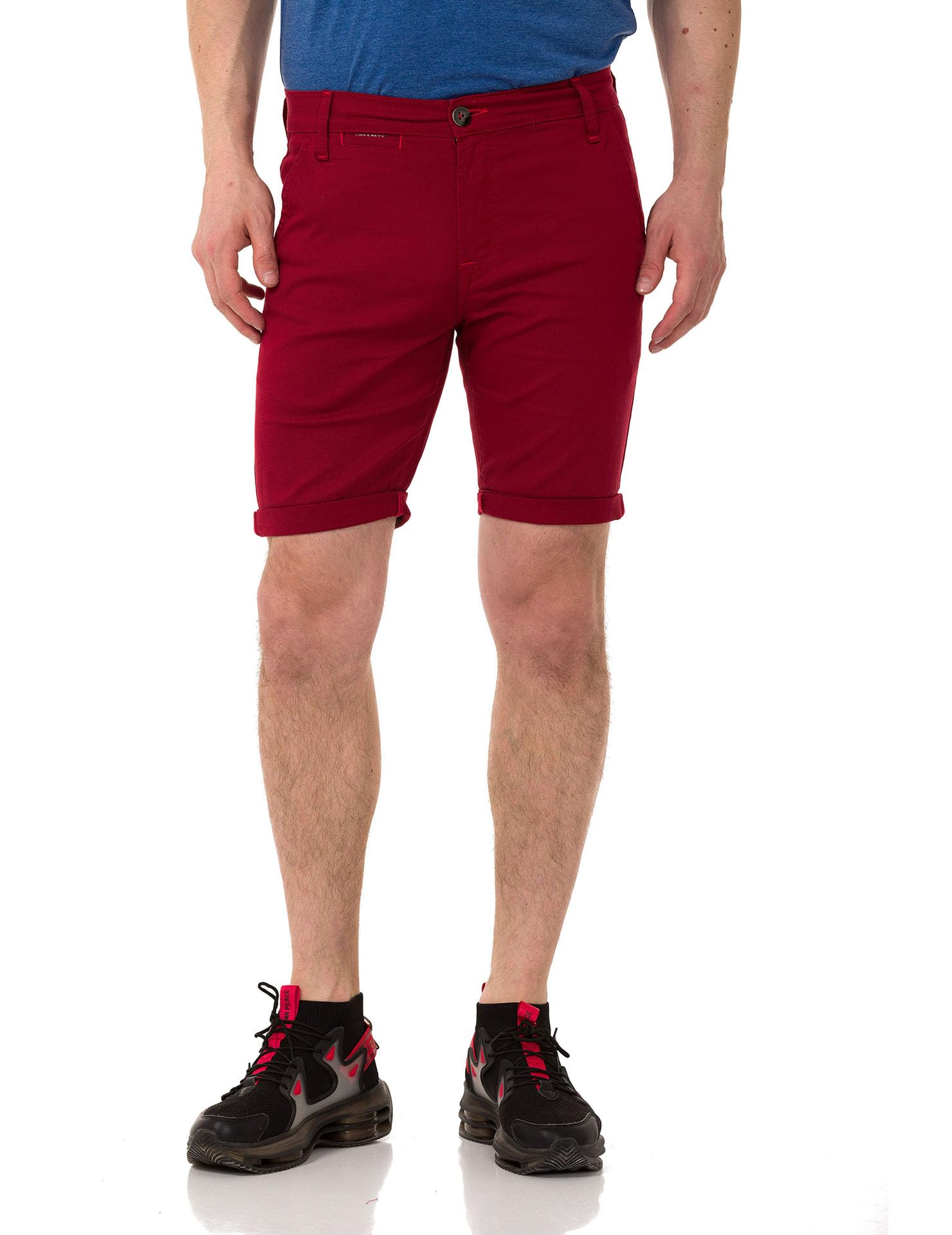 Cipo & Baxx Herren Shorts Chino Bermuda Kurzehose CK272 Burgundy W31