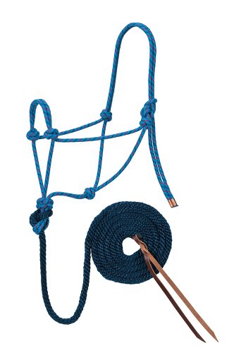 Weaver Leather Diamond Braid Rope Halter and Lead, Hurricane Blue/Dark Red/Navy