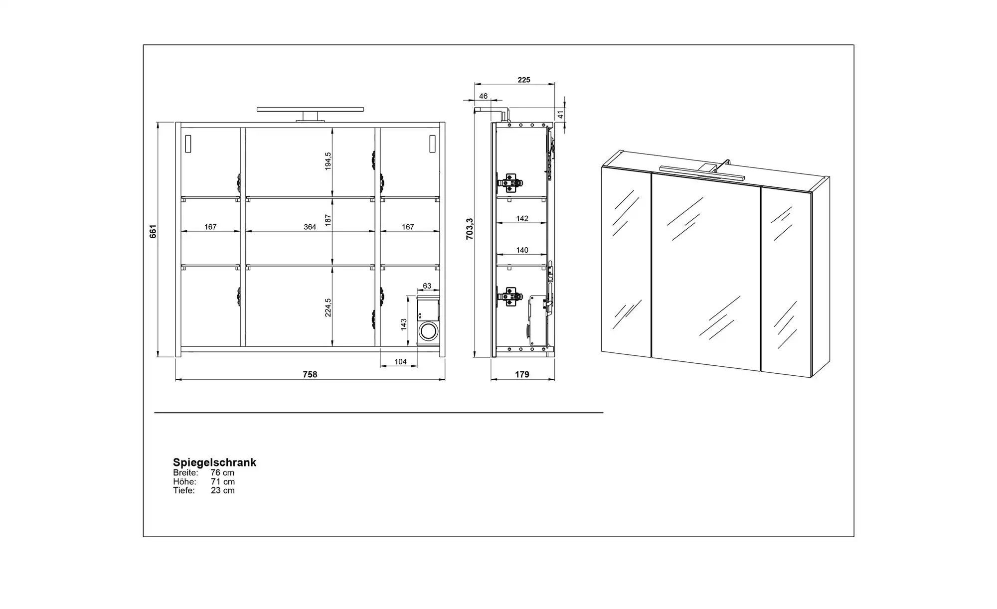 Spiegelschrank ¦ weiß ¦ Maße (cm): B: 76 H: 71 T: 18 Schränke > Badschränke > Spiegelschränke - Möbel Kraft 2