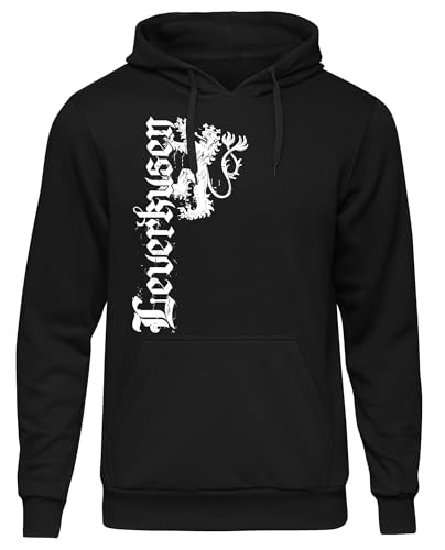 UGLYSHIRT Leverkusen Ewige Treue Herren Kapuzenpullover | Leverkusen Pullover Trikot Fanartikel Fussball Stadt Skyline Leverkusen Meister Hoodie | Schwarz (XL)