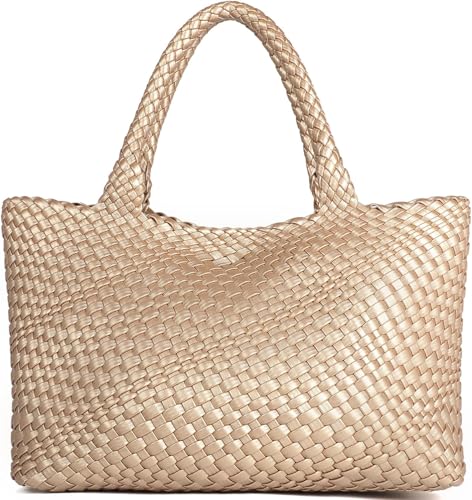 1135 gewebte Tragetasche, Schultertasche, HOBO-Tasche für Damen, Golden