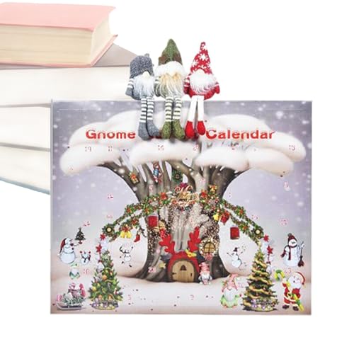 Aizuoni Weihnachtswichtel-Adventskalender,Weihnachtszwerg-Adventskalender | Countdown bis 2024 Weihnachts-Plüschtier | 24 x skandinavischer Tomte-Countdown-Kalender, gesichtsloses Rudolph-Plüschtier